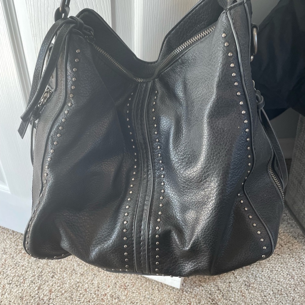 Black Pebbled Leather Hobo Shoulder Bag Conceal to carry